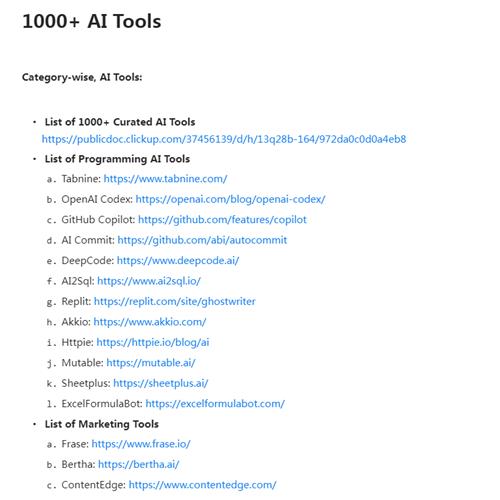 1000多个AI工具 英文版